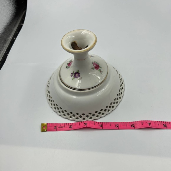 Vintage China Floral Princess Scalloped Edge Serving Candy Dish W Stand Unique - Picture 10 of 12